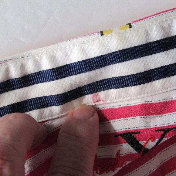 Robert Graham X Red White Stripes Contrasting Cuffs Collar Men's Shirt Sz L Read - Picture 15 of 15